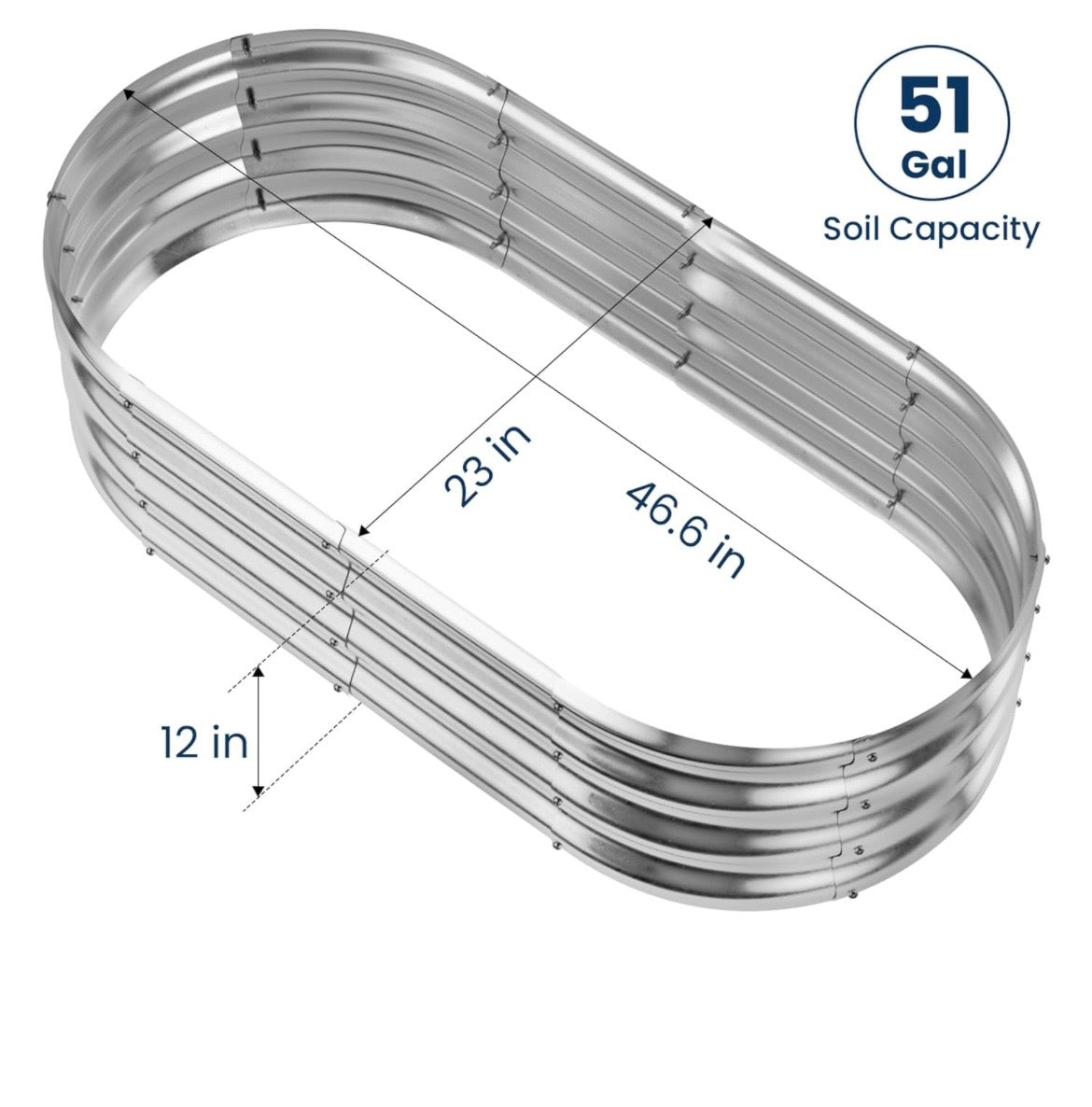 12" Tall 4X2 Ft Galvanized Steel Garden Bed