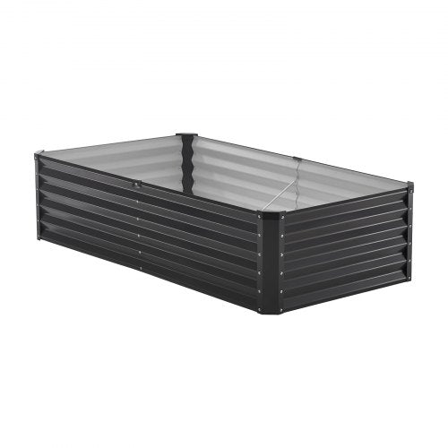 18" Tall 6X3 Ft Rectangular Steel Garden Bed (Black)