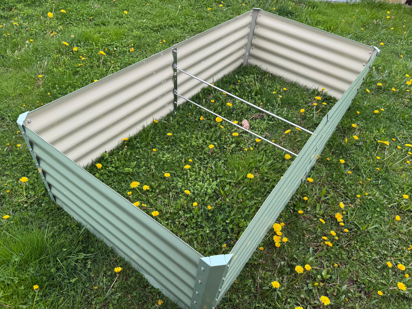 18" Tall 6X3 Ft Rectangular Steel Garden Bed (Light Green)