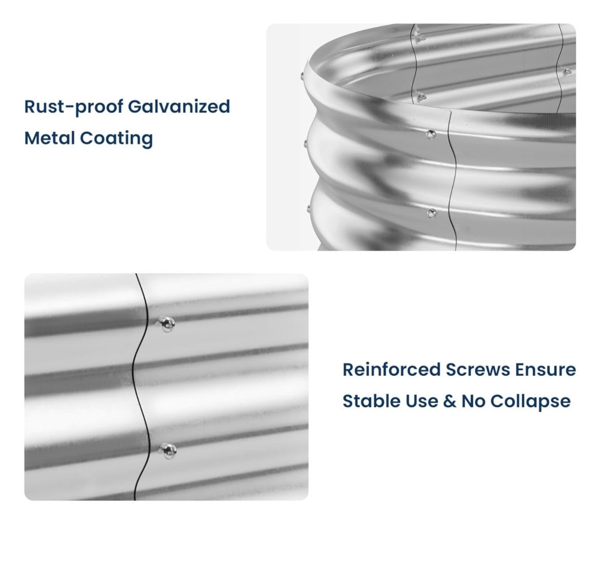 12" Tall 4X2 Ft Galvanized Steel Garden Bed